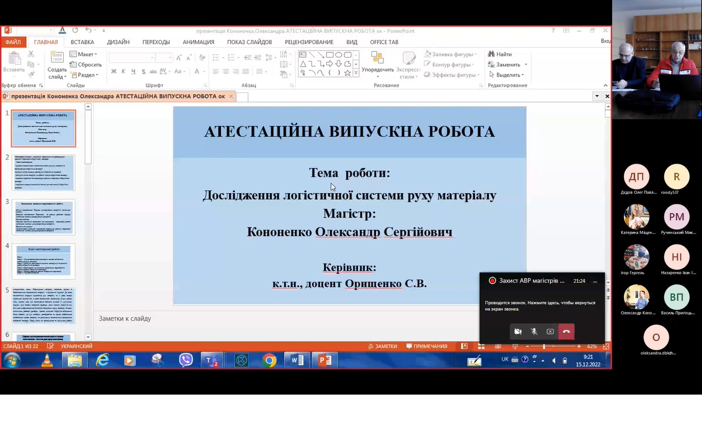 15.12.2022 Захист атестаційних випускних робіт